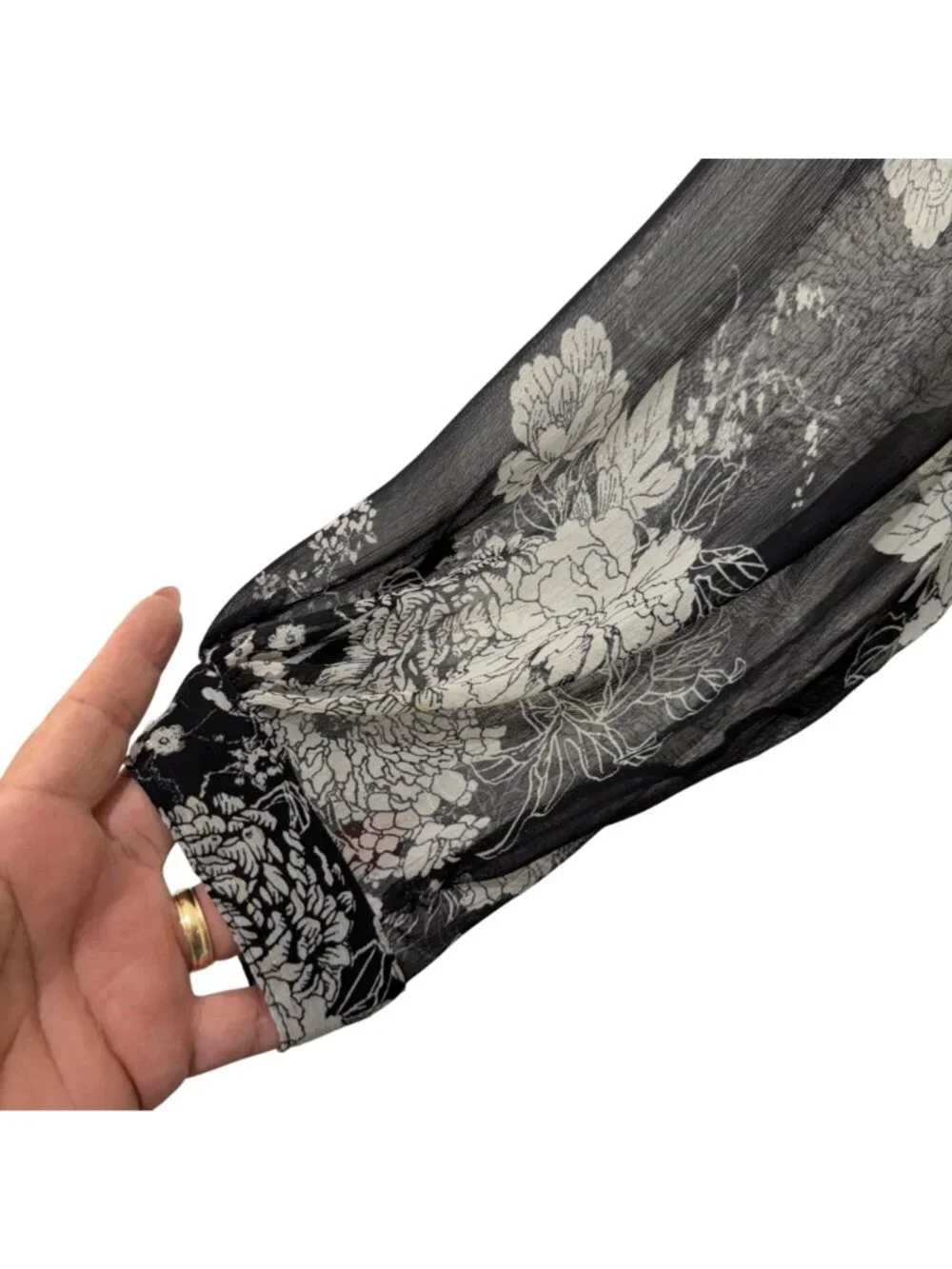 Roz & Ali Black Floral Metalic Sheer Tunic Blouse W/ Lined Tank Top Woman SZ 1X